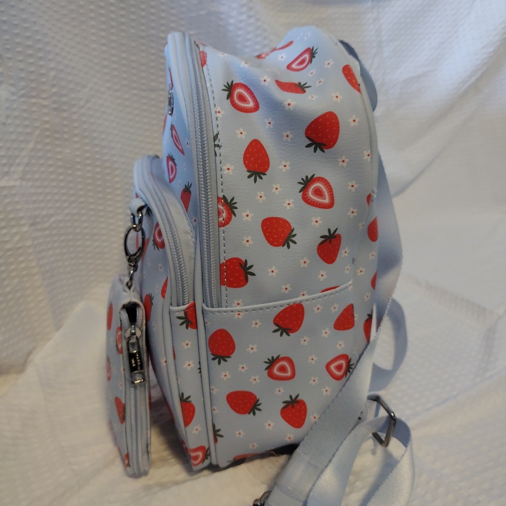 The Madden Girl MG245215 Strawberry Backpack  and Coin Pouch Set - Picture 6 of 8